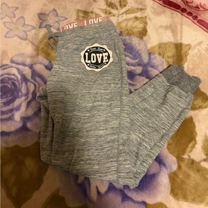 Love Heather Gray Girls' Jogger Sweatpants with Logo Patch